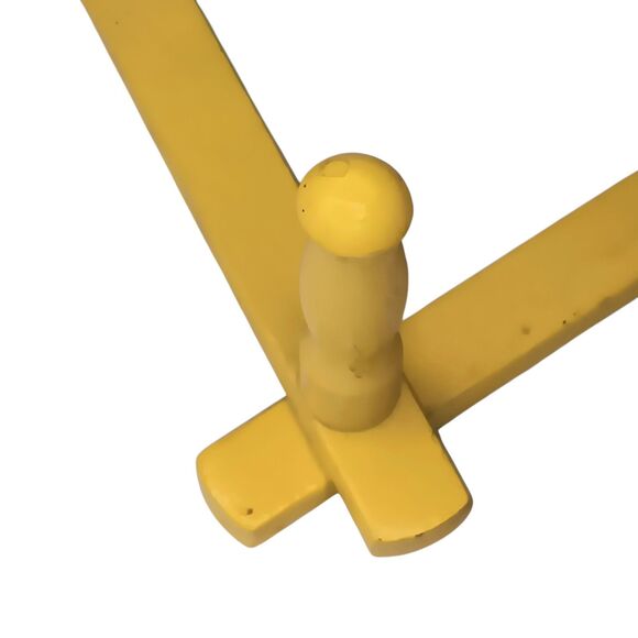 VTG Yellow Wooden Expandable Wall Rack 10 Peg 24" x 10"  Cottagecore Farmhouse - Picture 9 of 14